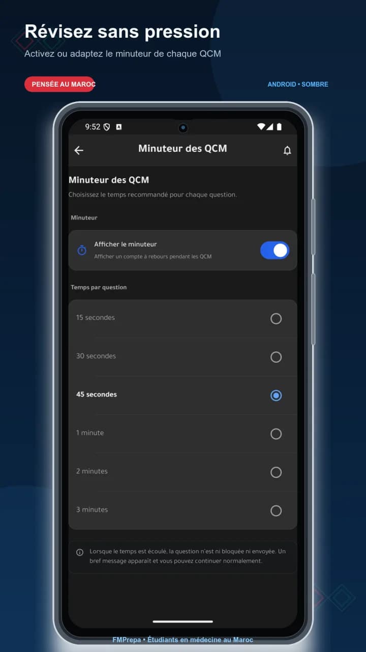 Minuteur adaptable - Révisez librement ou entraînez-vous sous contrainte de temps. - FMPrepa Android